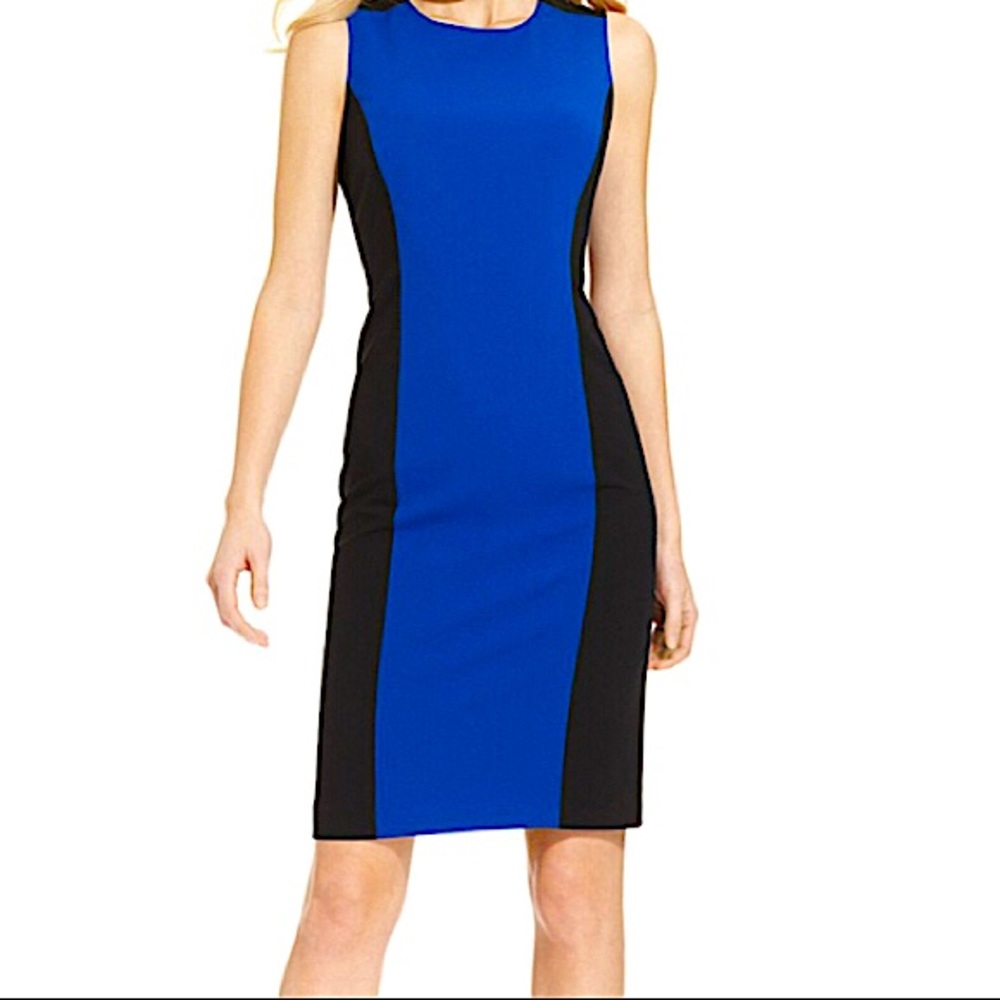 👗 Calvin Klein Sleeveless Black Blue Dress Size 4